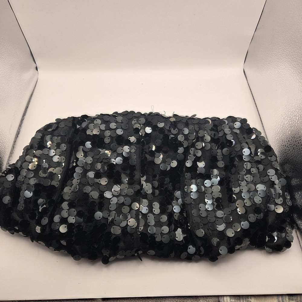 JOAN RIVERS CLASSICS BLACK SEQUIN CLUTCH BAG VTG